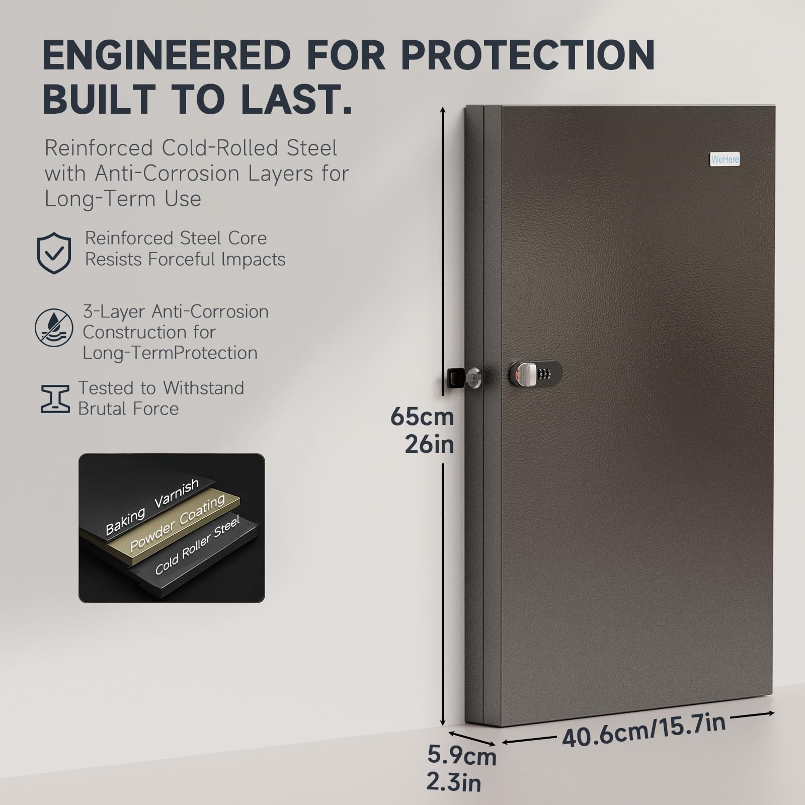 WeHere Key Lock Box Wall Mount(96 Keys),Key Cabinet Security - View #9