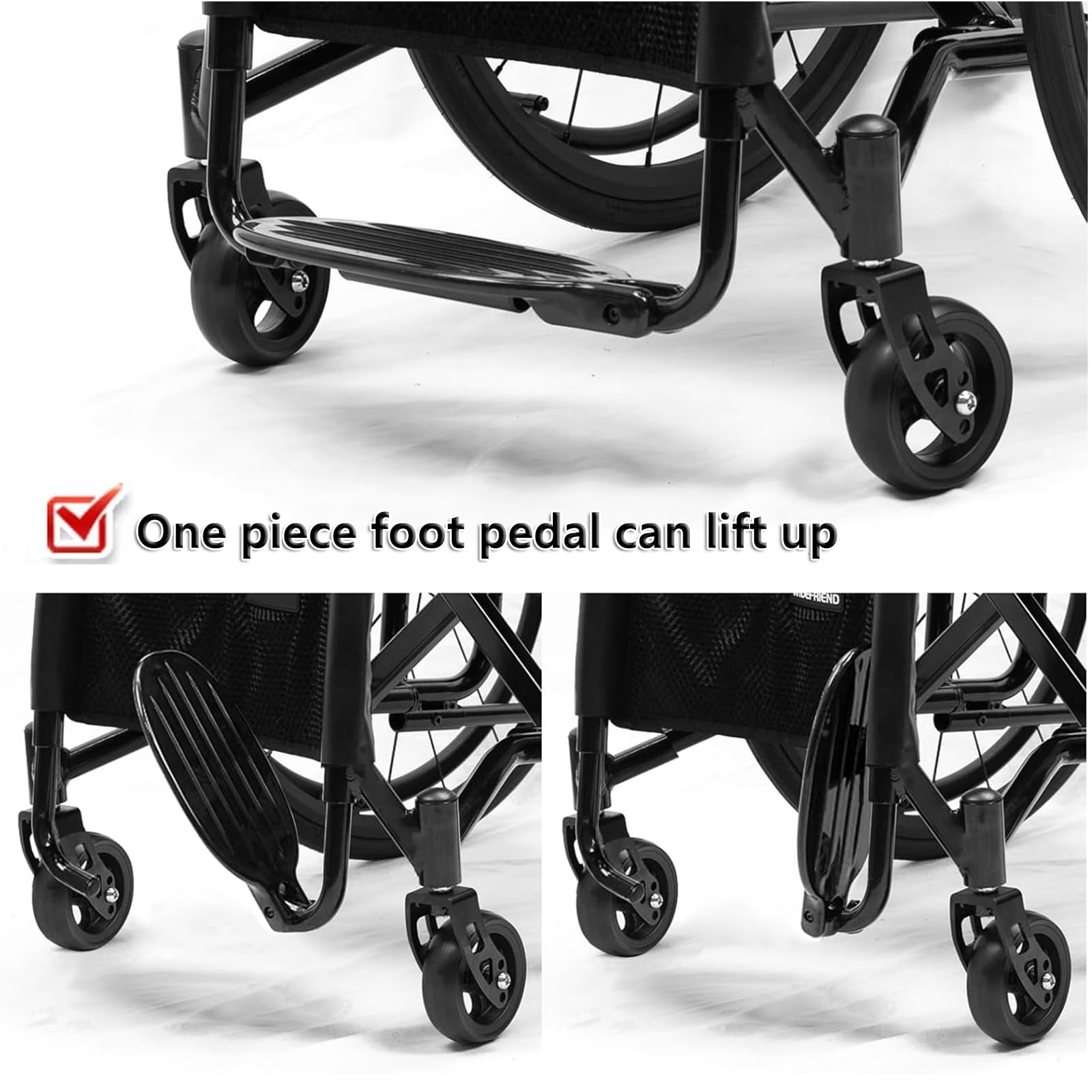 Silla de Ruedas Deportivas de aleación de Aluminio Ligera, Silla de Ruedas de Transporte Plegable Ligera, Silla Manual autopropulsada con Anti-basculante, con Frenos de Mano (42cm/16.5in)