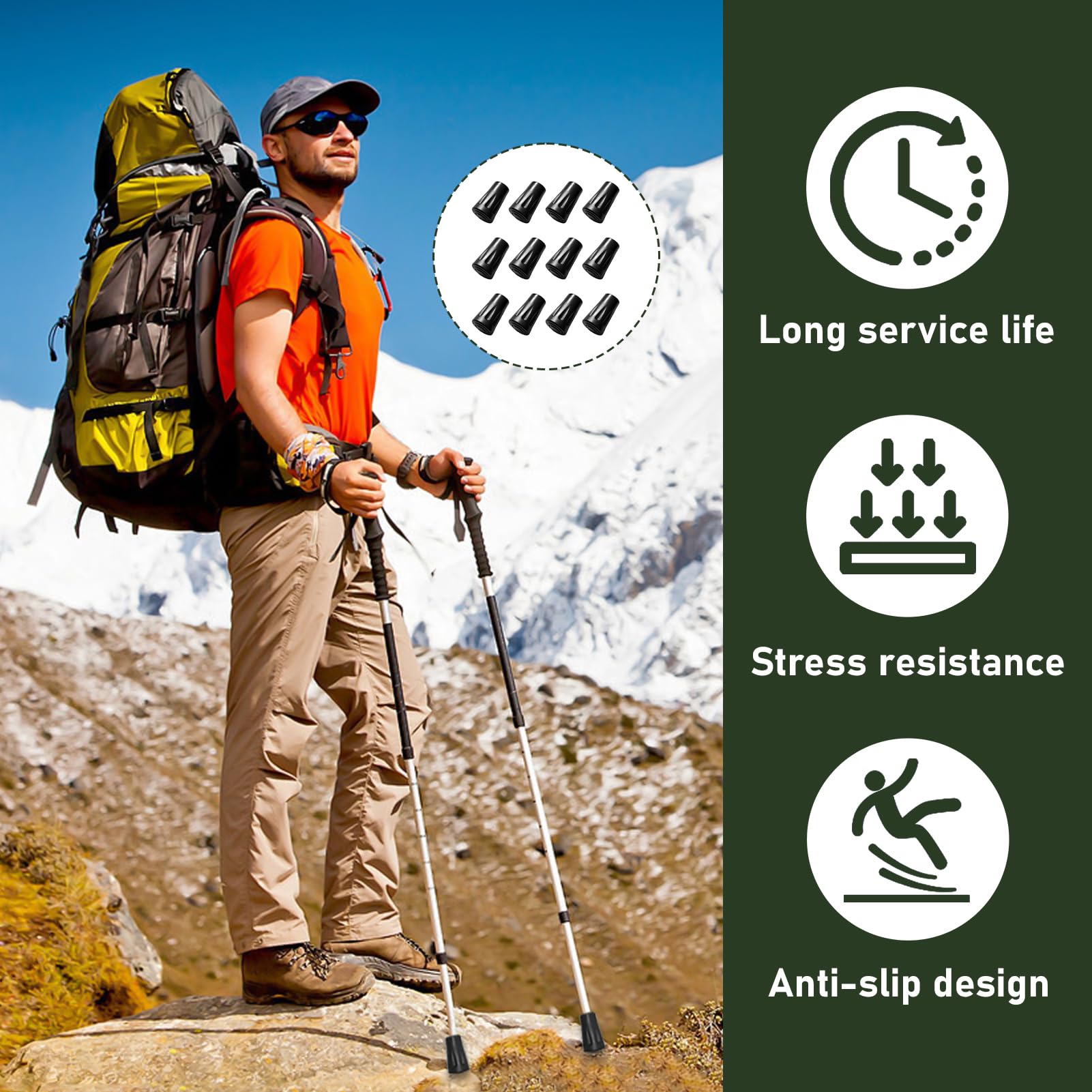 12 Pièces Embouts Bâtons Marche Nordique, Protecteurs Caoutchouc Bâtons Trekking, Embouts Universels 11mm pour Bâtons de Randonnée, Protection Antidérapante Accessoires pour Asphalte Sable Pierre Plus 12 Pièces Embouts Bâtons Marche Nordique, Protecteurs Caoutchouc Bâtons Trekking, Embouts Universels 11mm pour Bâtons de Randonnée, Protection Antidérapante Accessoires pour Asphalte Sable Pierre Plus