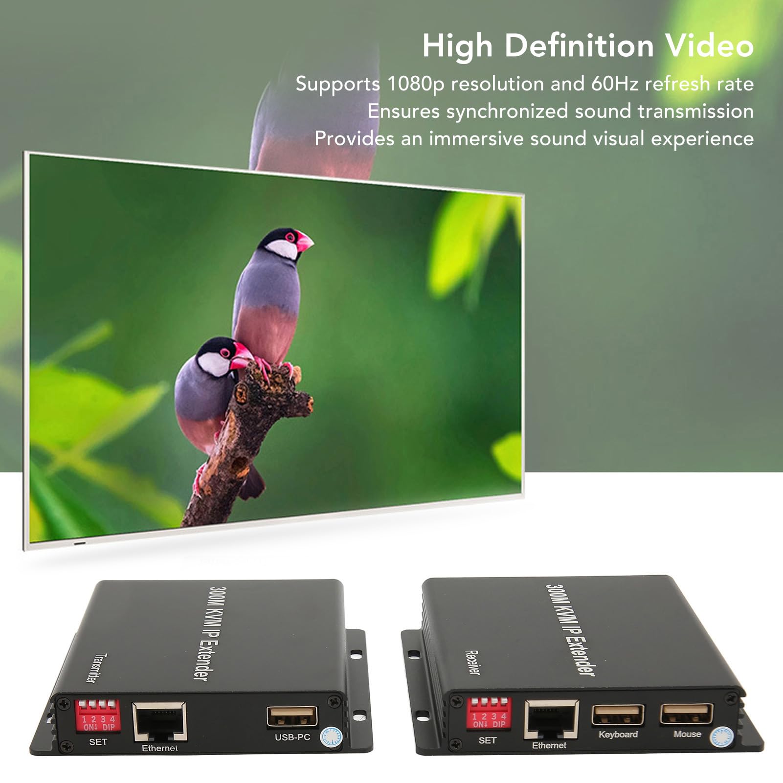 Przedłużacz KVM IP 300m 1080p HD Multimedia Interface z obsługą
