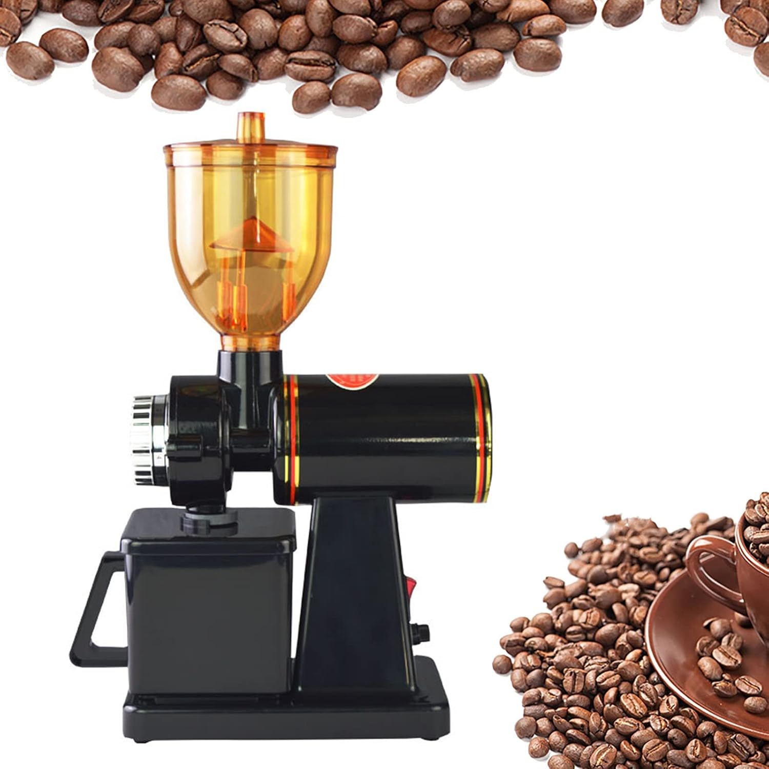Stainless Steel Electric Coffee Grinder, Adjustable Conical Burr Mill for Espresso, Spices, Nuts & Grains - Perfect for Home Baristas Bean Proof red 1