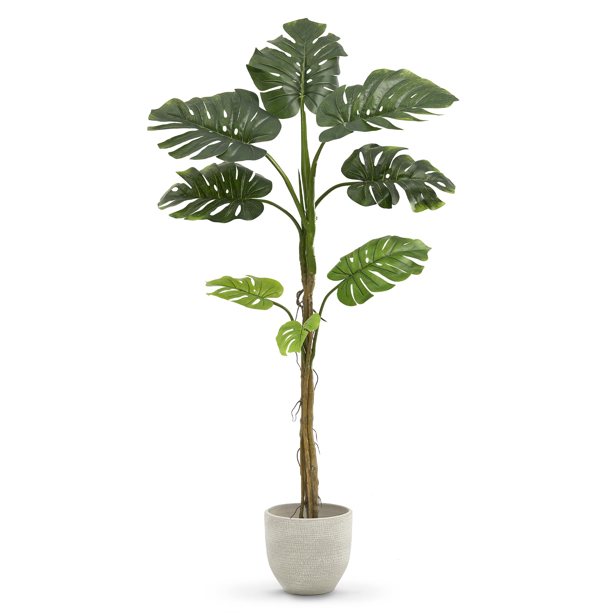 Maia Shop Monstera 150 cm - Pianta Artificiale da Interno | Pianta Artificiale Alta con Foglie Realistiche per Casa Soggiorno Ingresso Ufficio - Vaso Nero Incluso