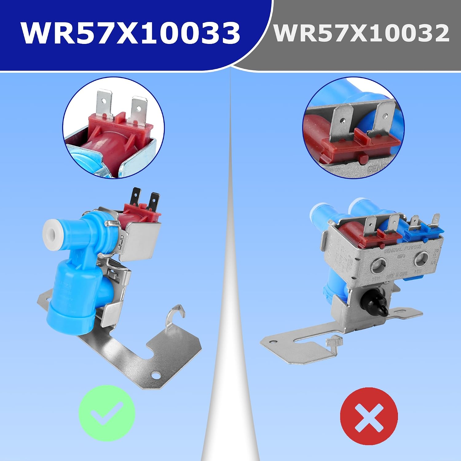 WR57X10033 Refrigerator Water Inlet Valve riv-11ae-2 Fit for G-E Ken-more Hot-point Refrigerators, Replace WR57X110 WR57X0102 WR57X102 WR57X90 WR57X95 WR57X93 with Protective Shell by TOMOON