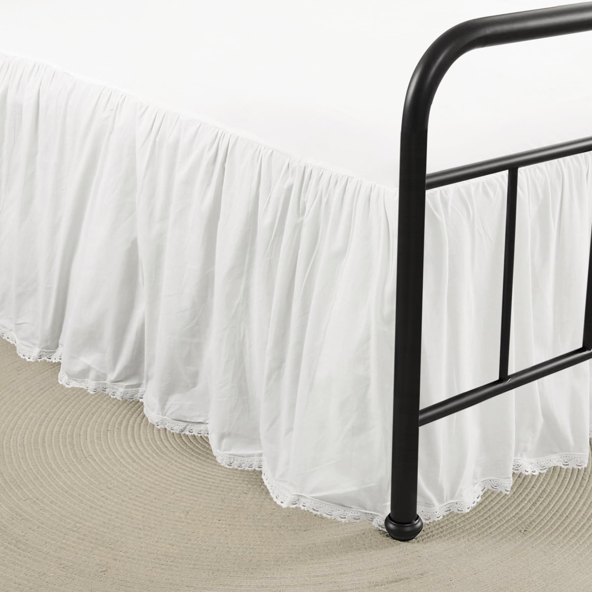 vlocemon Crochet Trim Bed Skirt