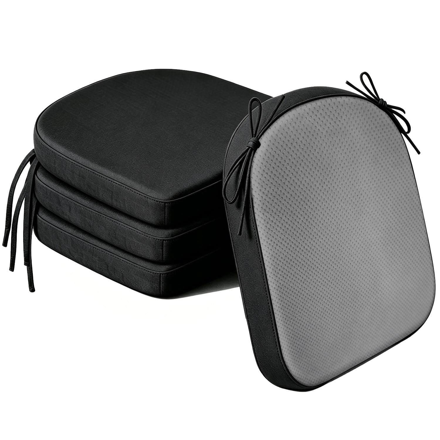 Cafusesdd Cafusedd Non-Slip Bottom with Ties Patio Chair Cushions, 4 Psc U-Shaped Splash-Proof Seat Cushion, Patio Cushions for Outdoor & Indoor Different Chairs(Black,18''*17'')