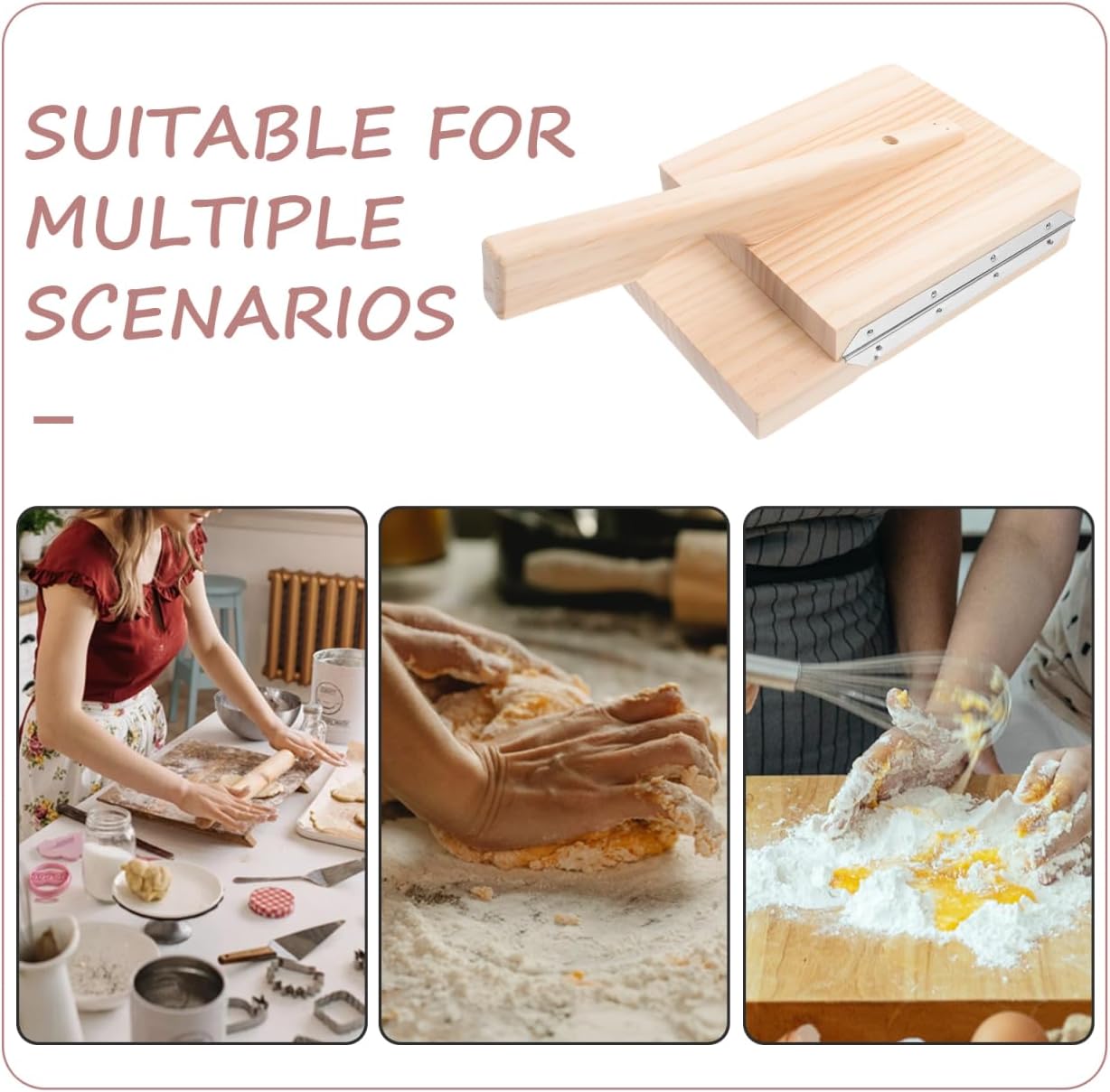 Yardwe Wooden Dumpling Press Mold 10.75 X 8 X 5.7 Inch Dough Presser for Making Chinese Dumpling Wrappers Rice Cakes Pastry Tool