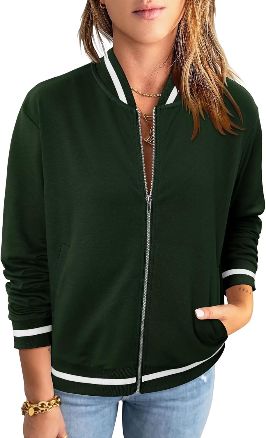 KISSMODA Women Windproof Jacket Zip Up Overcoat Lightweight Casual Long Sleeve Coat Fall Fashion Outfits with Pockets S-XXL - Image 2