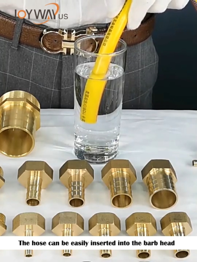 Joywayus Brass Hose Barb Fitting 5/8 Barb x 3/8 NPT Male Water Fuel Air(Pack of 5)