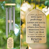 Vista 27 de Campanillas de viento cardenales – Campanillas conmemorativas personalizadas para seres queridos – Regalos de duelo y condolencias