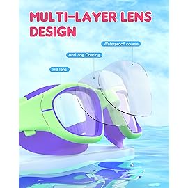 Zeligerstar Kids Swim Goggles,Swimming Goggles for Kids 6-14, Anti-Fog UV Protection Pool Glasses for Boys Girls (Grass Green/Purple+Clear Lens)
