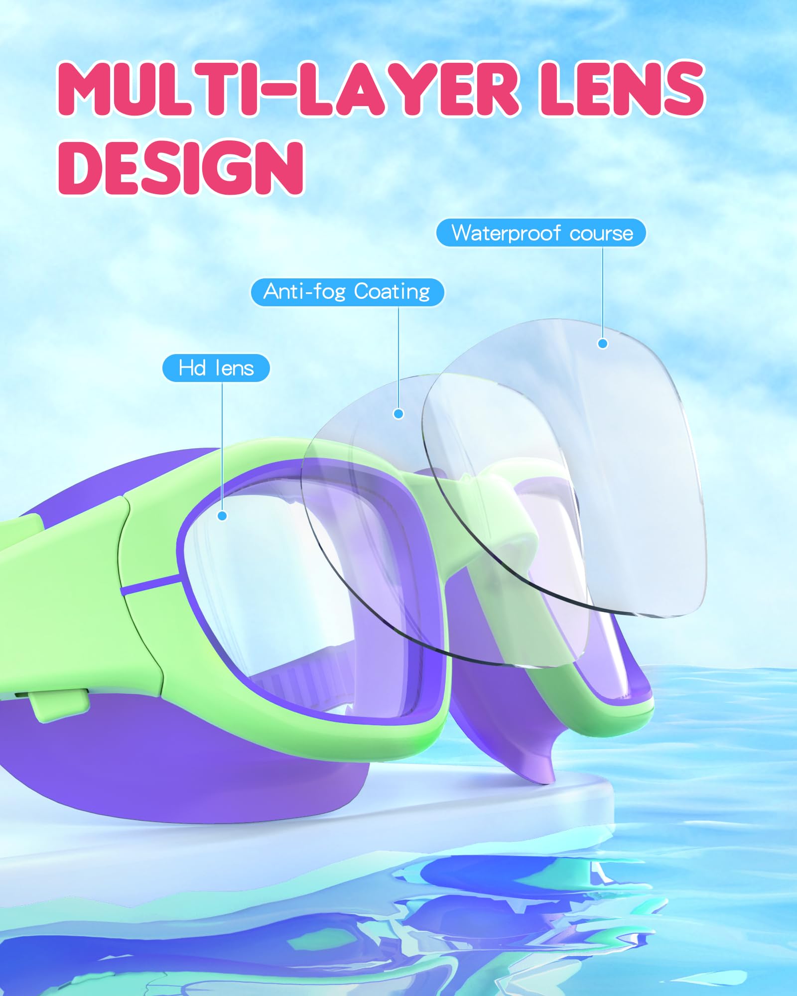 Zeligerstar Kids Swimming Goggles, Swimming Goggles for Kids 6-14, Anti Fog, UV Protection, No Leaking Wide Vision for Boys Girls - Image 3