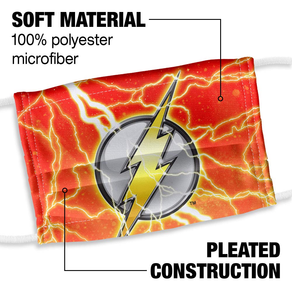 The Flash Kids Lightning Logo 1-Ply Reusable Face Mask Covering with Adjustable Nose Wire