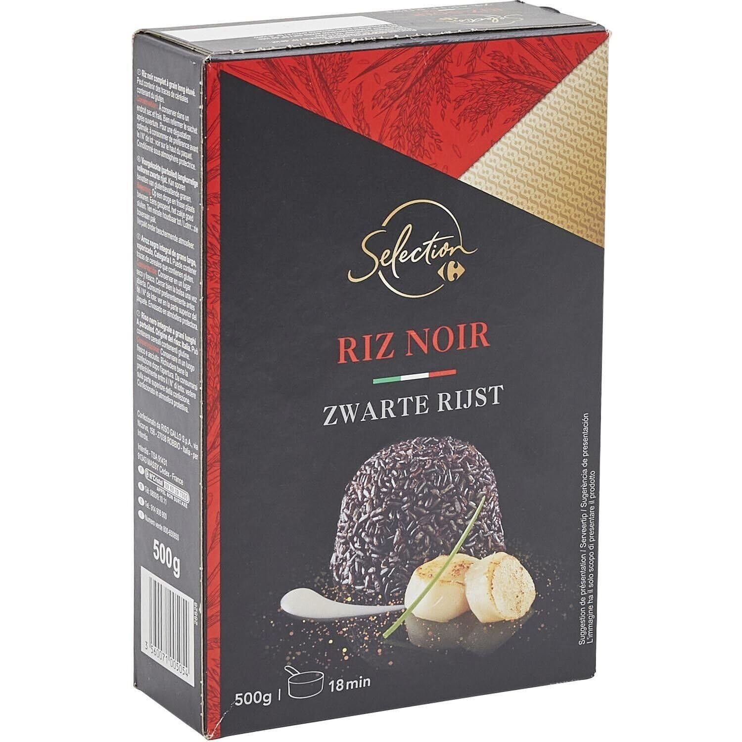 CARREFOUR SELECTION – Riz Long Noir Gourmet, Texture Fondante et Saveur Intense (Boîte 500g) - lot de 3 - Vendu par Lot