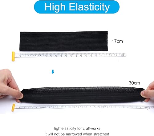 Miniatura 5 de Bobina elástica de punto elástico pesado de 5 yardas (negro, 5 yardas x 2 pulgadas)