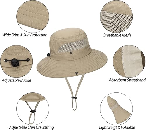 Miniatura 3 de Sombrero de malla al aire libre sombrero de ala ancha protección solar UV Boonie sombrero pesca senderismo sombrero