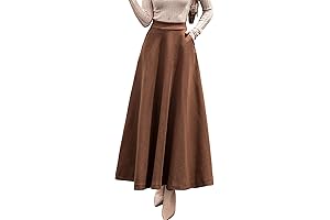 Women's Fall Winter A-Line Swing Pleated Floor Length Long Maxi Wool Skater Skirt