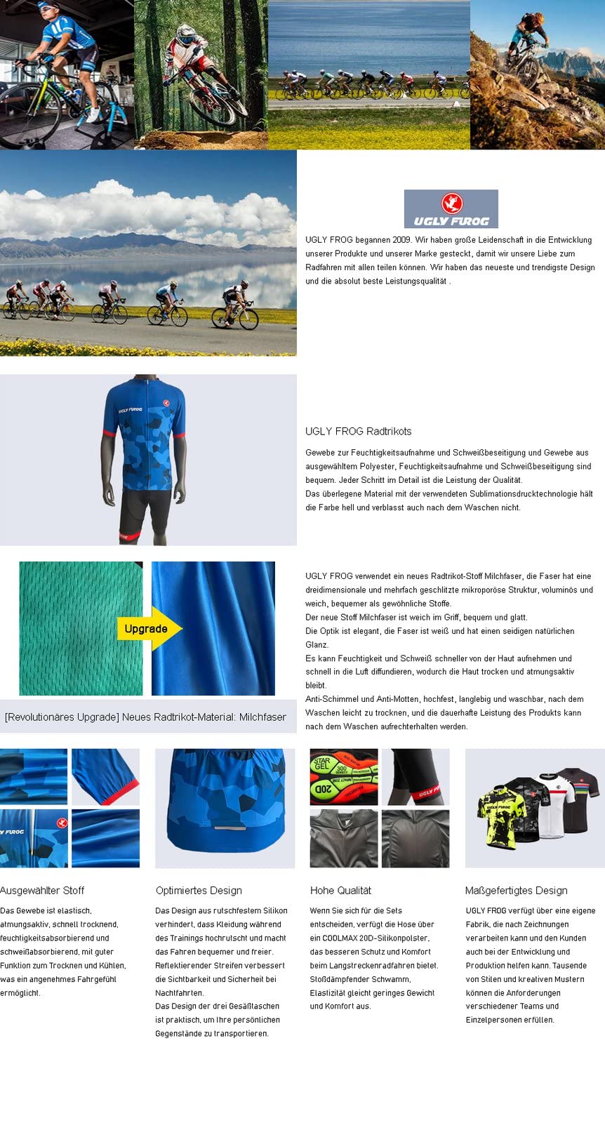 UGLY FROG Maillot de ciclismo para mujer sin mangas, 3 bolsillos, equipamiento grande para mujer, adecuado para un rango de peso de 70 – 100 kilogramos