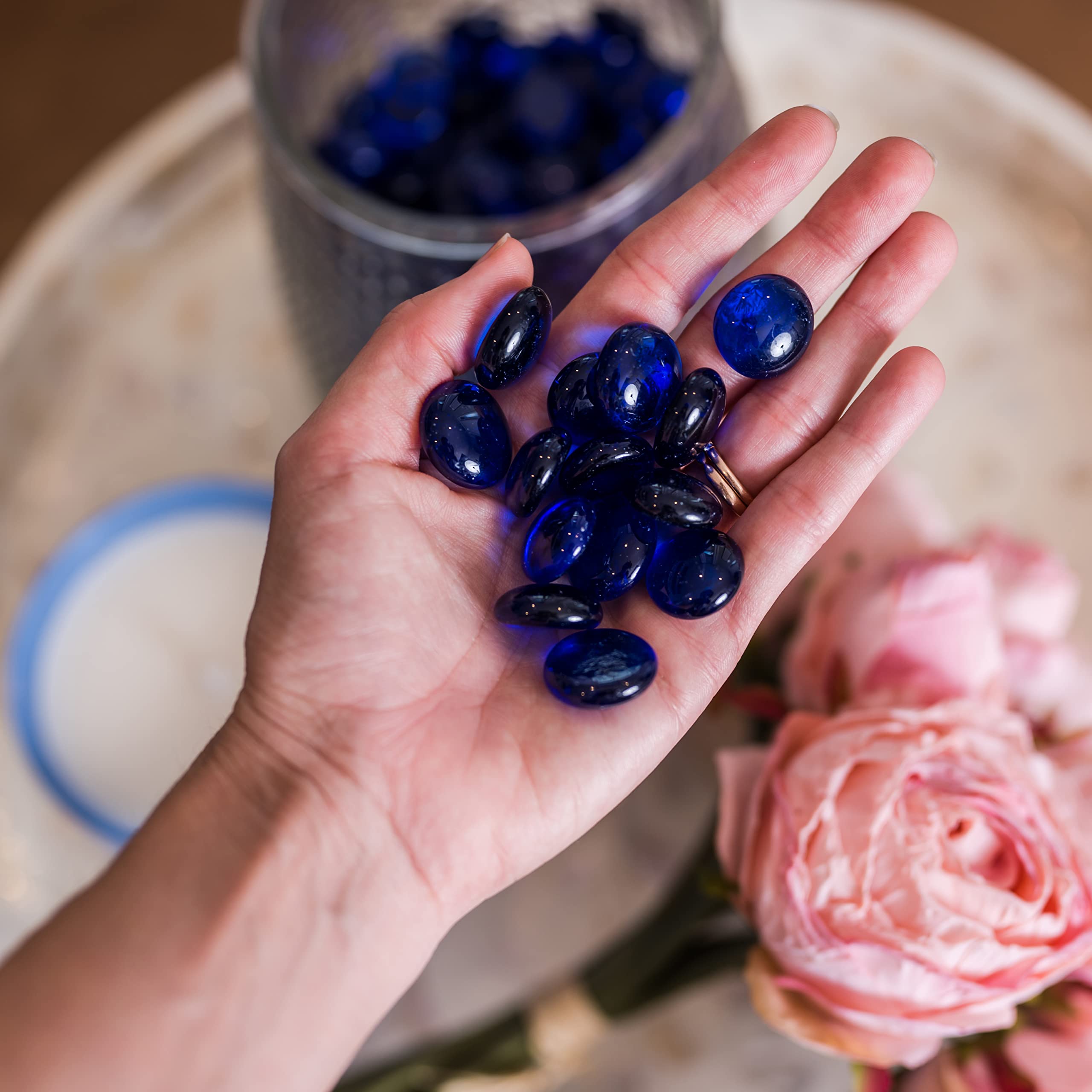Cobalt Blue Glass Marbles - Vase Filler Stones -2