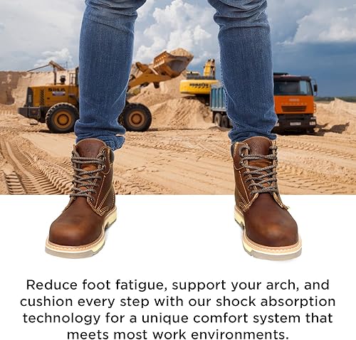 Miniatura 8 de WOLF - Botas de trabajo  Resistentes al aceite y al agua  Cuero mexicano genuino  Aislamiento  Suela de goma antideslizante  Puntera suave  Bota