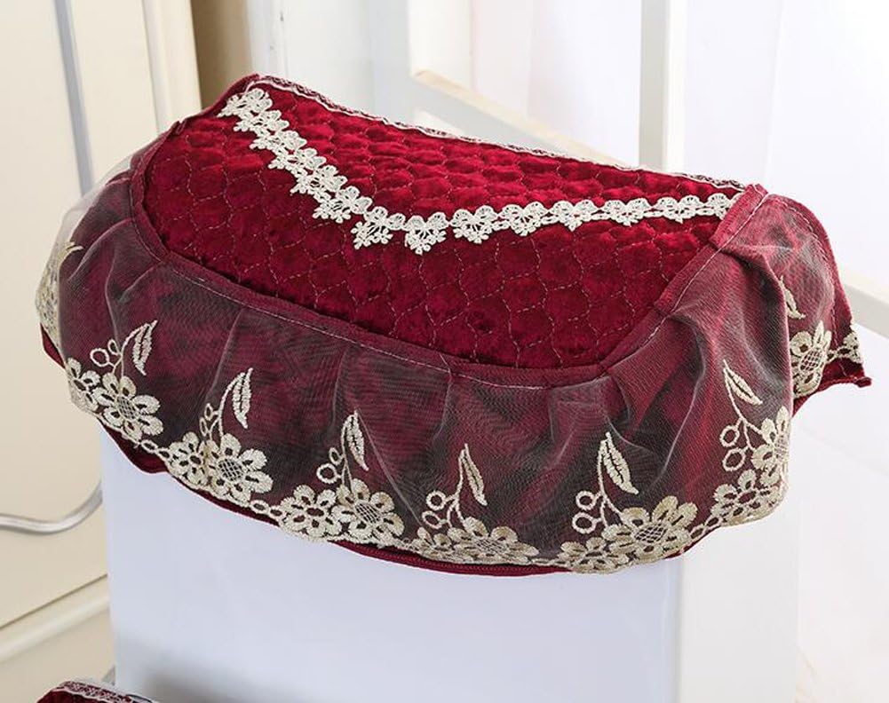 WSHINE Pleuche Lace Toilet Accessories Tank Cover + Lid Cover + Toilet Seat Cover, Set of 3 (8) : Home & Kitchen