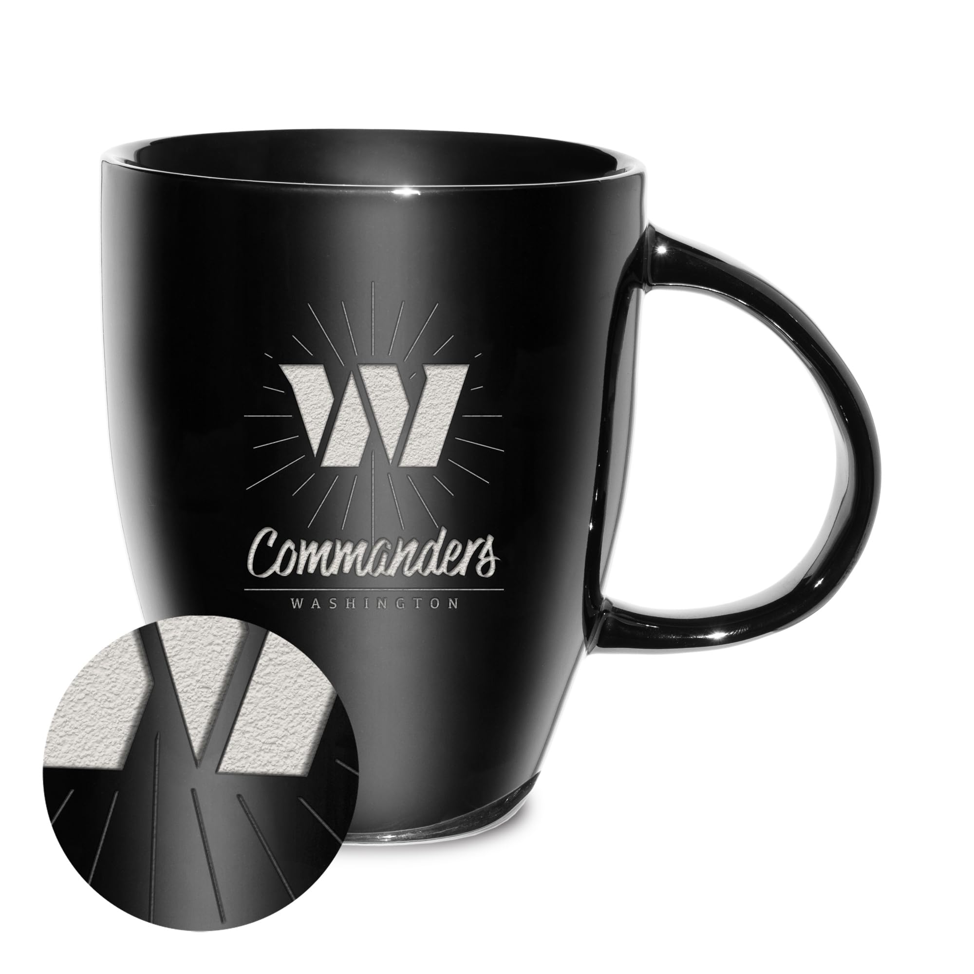 Tasse Commanders de Washington en céramique noire gravée au laser de 532 ml
