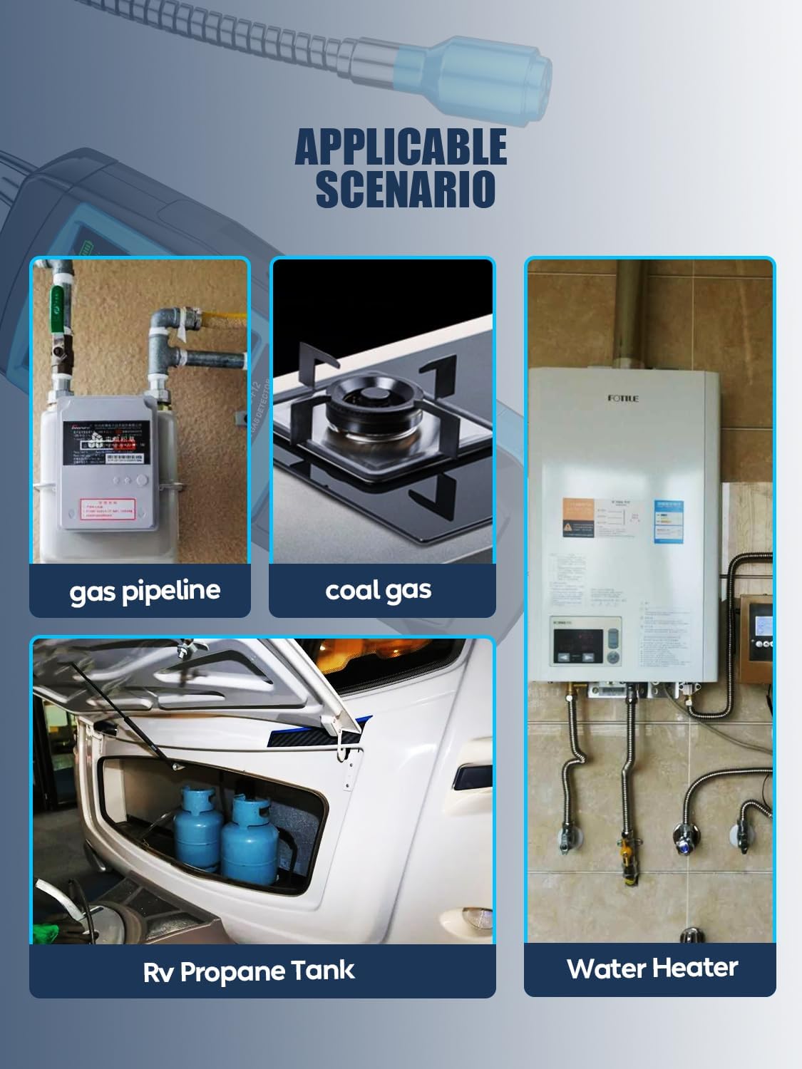 Natural Gas Detector with Gas Concentration Display Locating The Source of Propane, Natural Gas, and Combustible Gas Leak for Home and RV (Include Battery x3)