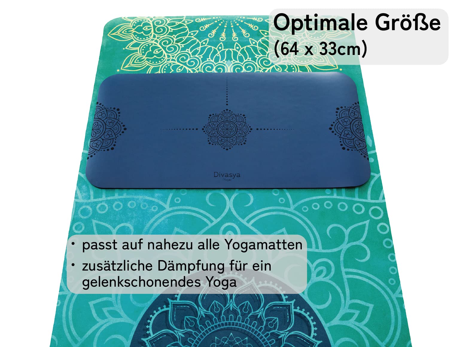 Yoga-Knie-Pad: Yoga-Kissen, Knieschoner, Yoga-Knie-Polster (64x33cm), dämpfender Naturkautschuk & rutschfeste japanische grip Oberfläche. Für Ellbogen, Handgelenke, Knie und REISEMATTE