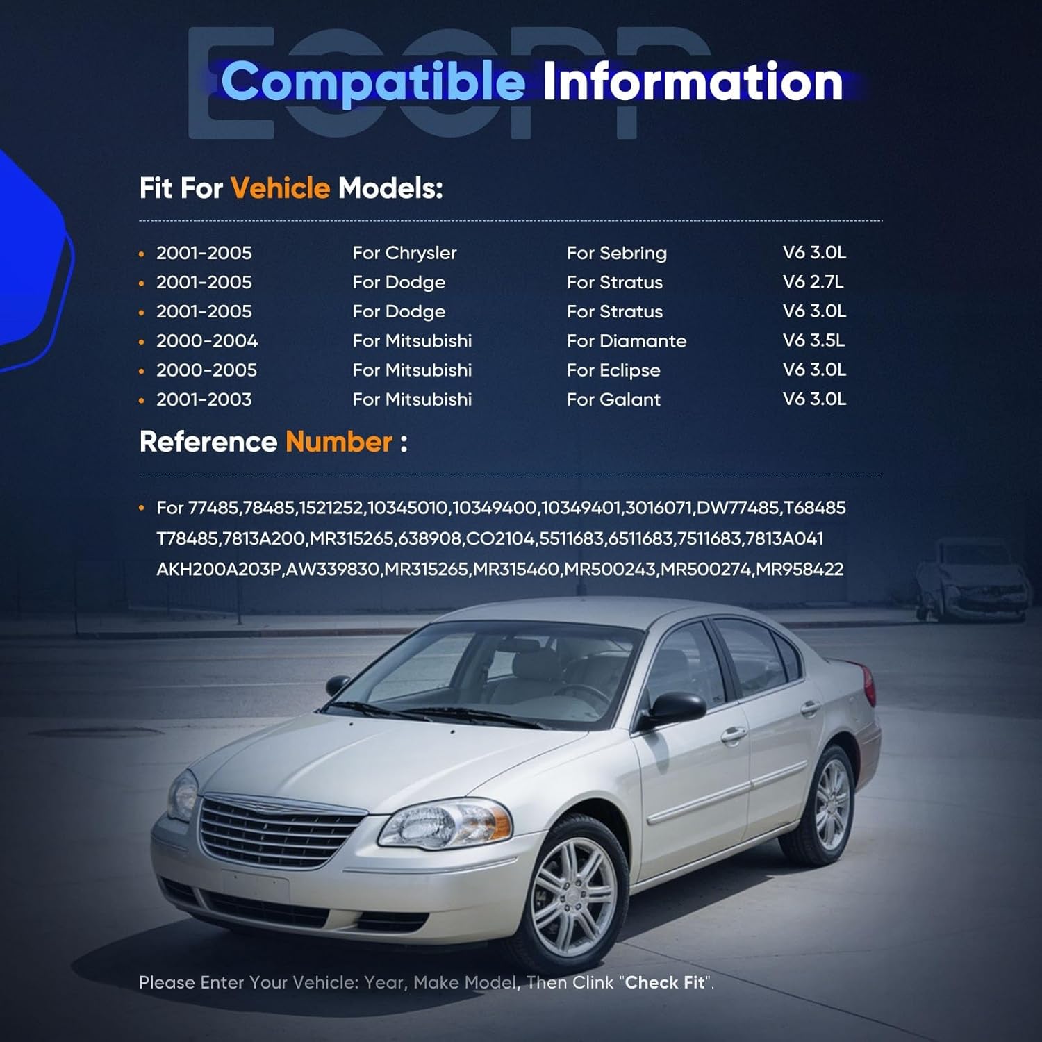 ECCPP AC Compressor with Clutch 2001-2005 for Dodge Stratus for Chrysler for Sebring 3.0L 2000-2005 for Mitsubishi Eclipse 3.0L