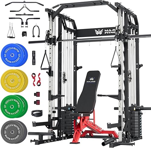Miniatura 7 de Major Fitness Drone2 Advanced Training Smith Machines– Máquinas Smith de entrenamiento avanzado todo en uno para gimnasio en casa con juego de