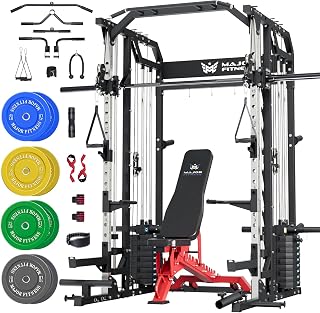 Major Fitness Drone2 Advanced Training Smith Machines– All-in-One Home Gym Squat Rack with Aluminum Pulley Set , Weight Bar, Dual LAT Pull-Down Systems & Cable Crossover Machine for Full-Body Workouts