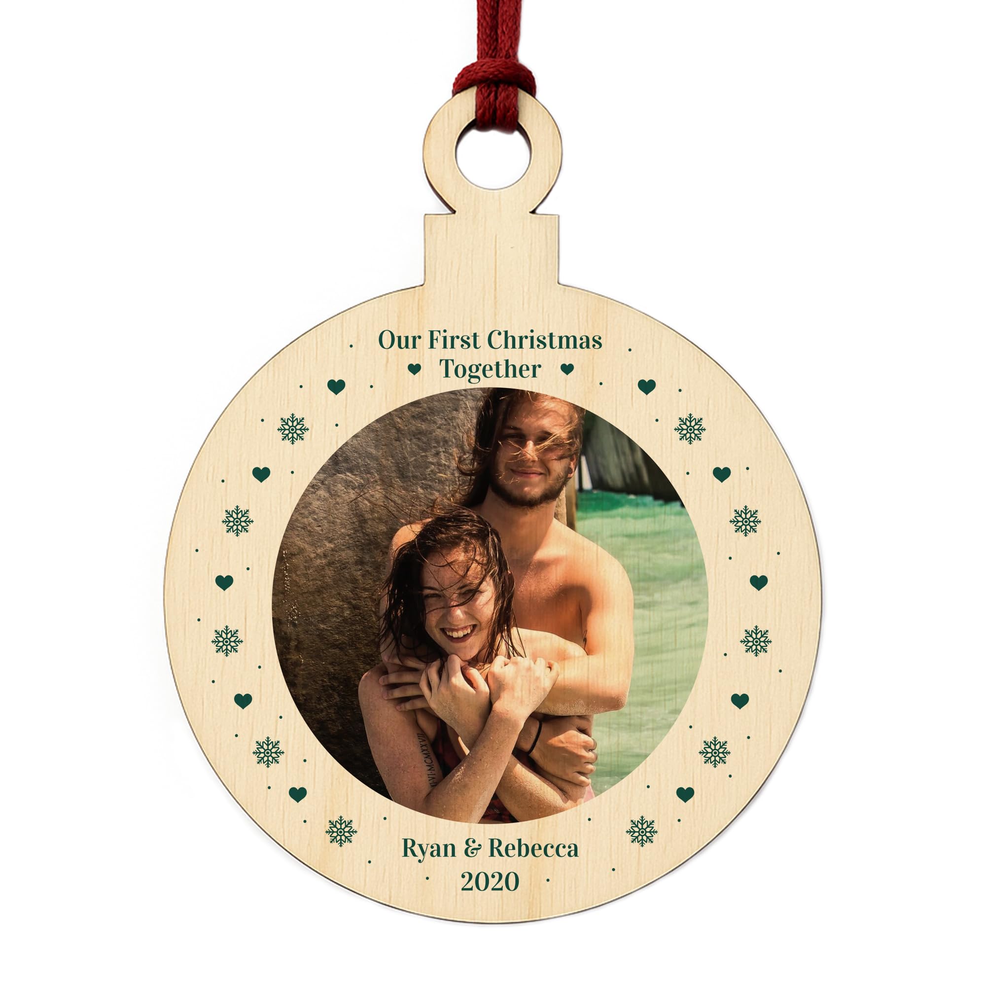 Personalised First 1st Christmas Together Tree Decoration Photo Bauble Couple Gift