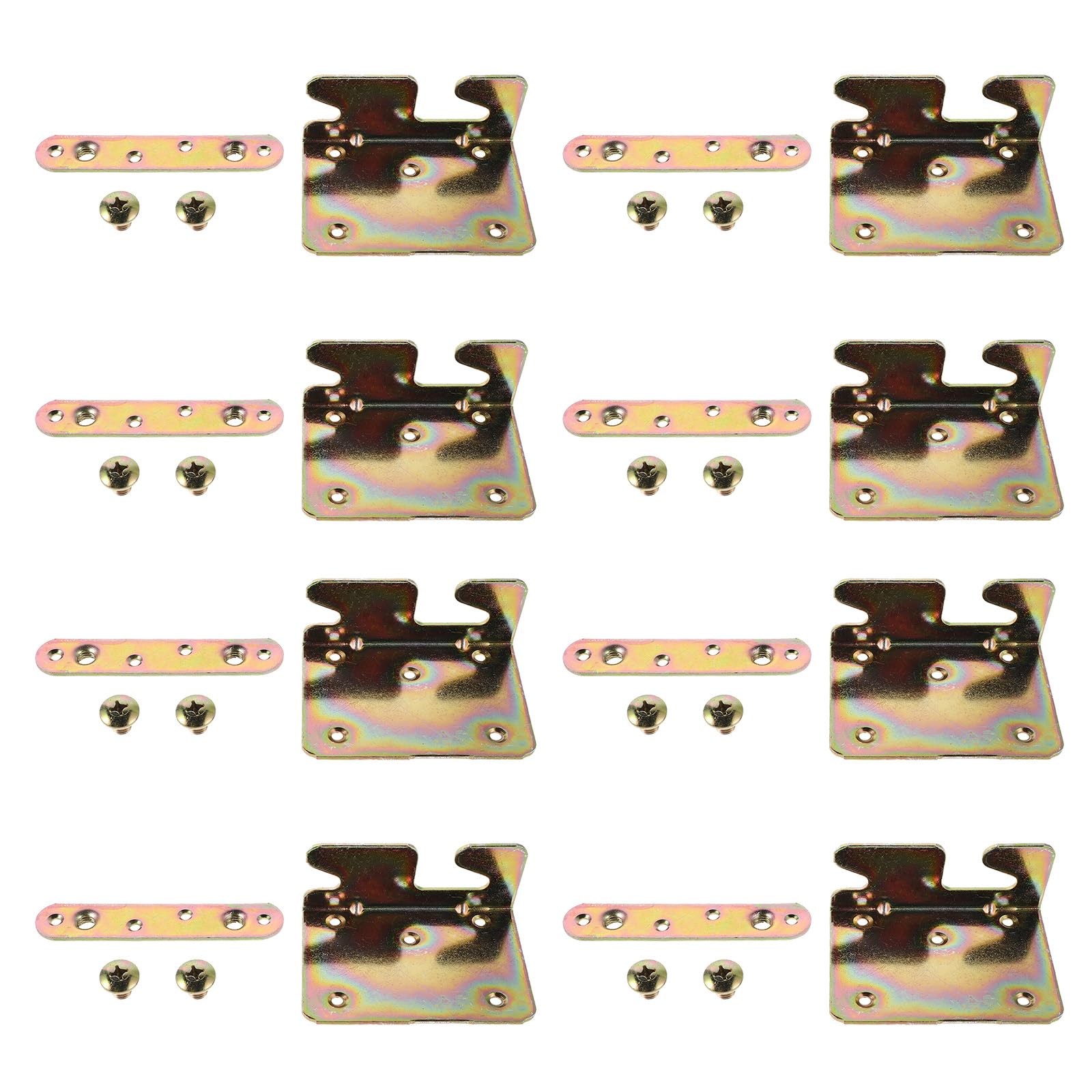 Cabilock Set 8 Pezzi Accessori per Struttura Letto Invisibile, Staffe in Metallo Spessore 2.0mm, Connettori per Sponde Letto con Bulloni, Ferramenta Resistente per Mobili da Camera,