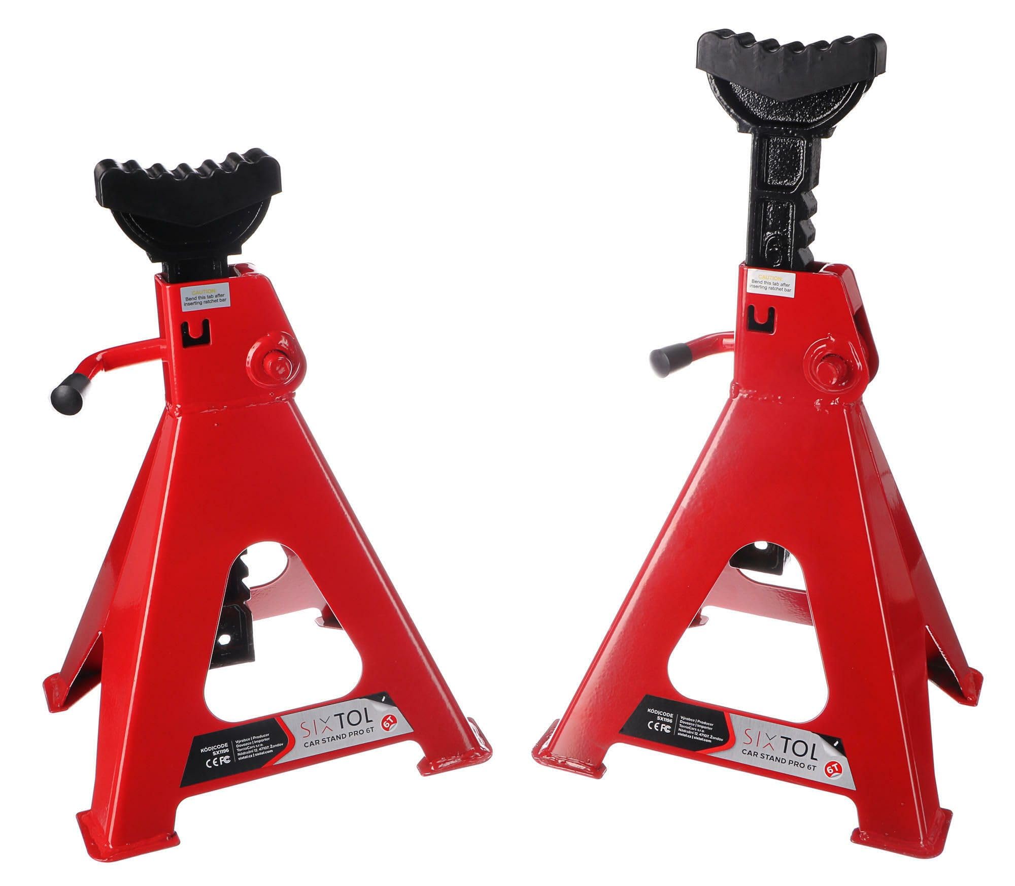 Mechanic Car Stand Pro 6T | Juego de 2 caballetes para Coche | Capacidad 6 toneladas | Altura Ajustable 395-605 mm | Construcción de Acero con Soporte de Goma