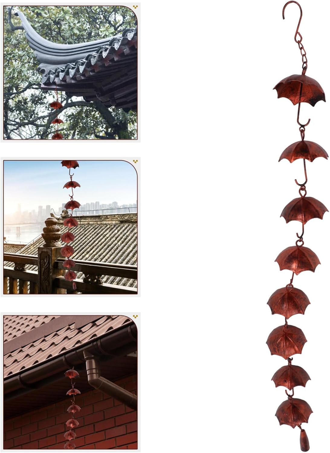 YARNOW Umbrella Rain Chain Water Chain for Gutter Decorative Bell Durable Design