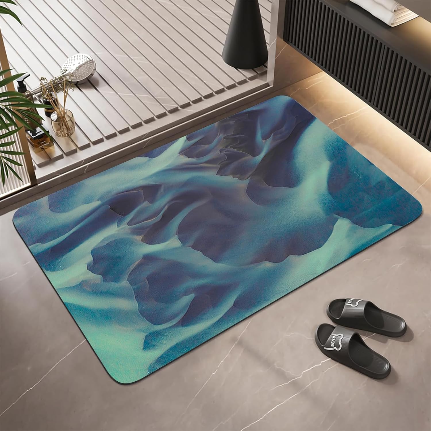 Bath Mat Rug-Rubber Non Slip Quick Dry Super Absorbent Thin Bathroom Rugs Fit Under Door-Washable Rug for in Front of Bathtub Shower Room Sink 3 x 4ft / 36 x 48in