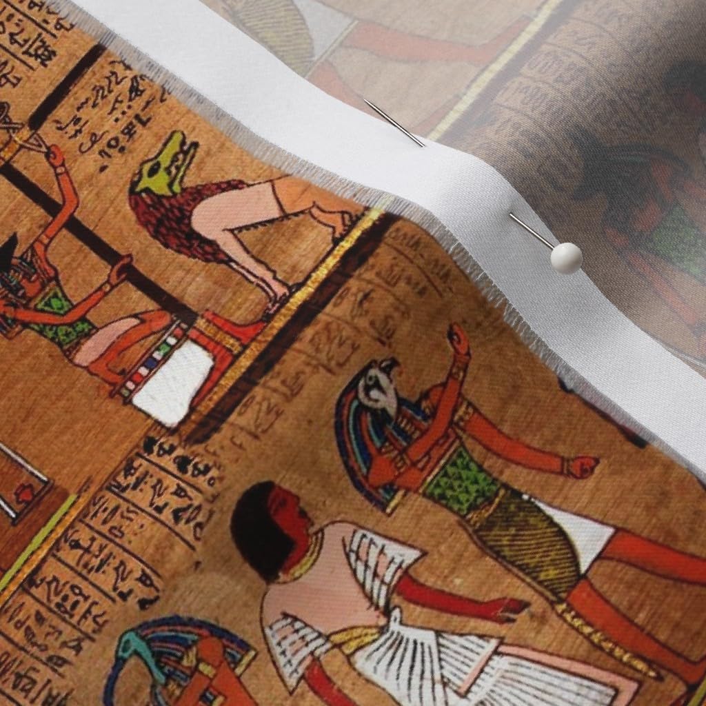 Spoonflower Fabric - Egyptian Death Book Historical Printed on Organic Cotton Sateen Fabric by The Yard - Sewing Quilting Apparel Home Decor