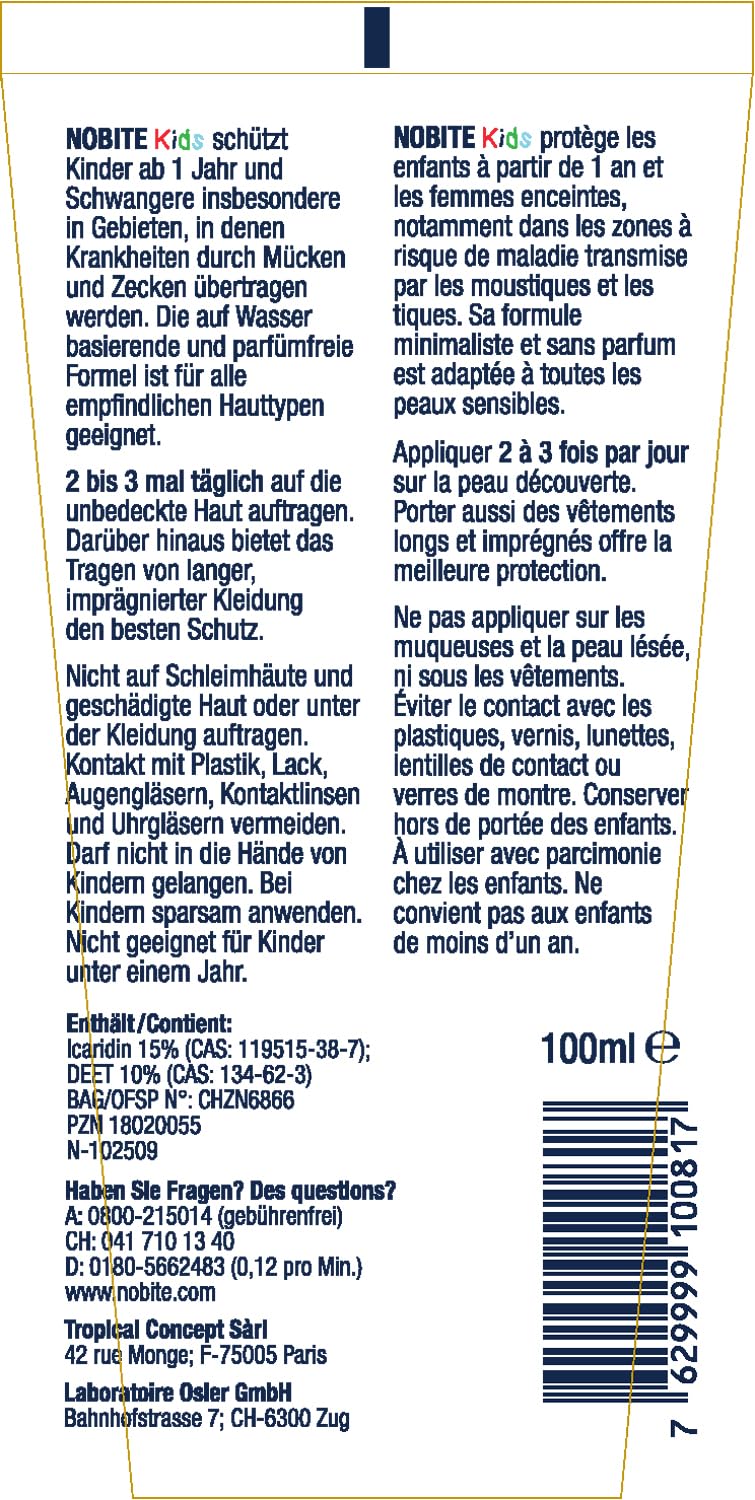 NOBITE Kids Insektenschutz Lotion 3x100ml mit Tasche – Mückenschutz Kinder
