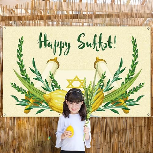 Miniatura 4 de Pudodo Pancarta de fondo de Sukkot feliz Sukkah Etrog Lulav fiesta judía fotografía religiosa fondo decoración de pared