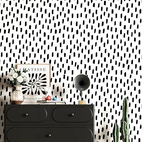 Vista 44 de HAOKHOME Papel tapiz para despegar y pegar, diseño de puntos modernos y bohemios, extraíble, para baño, color caramelo/blanco, papel de contacto