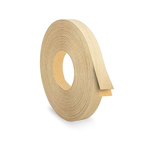 Cinta adhesiva de chapa de abedul de 34 pulgadas x 25 pies para bordes, moldura de tira de vinilo flexible para gabinete de madera, estante