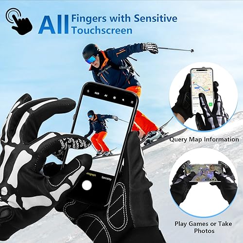 Miniatura 3 de Halloween Skeleton Gloves Touchscreen, Breathable Skull Gloves Cycling Anti-Slip Bone Halloween Costumes Gift
