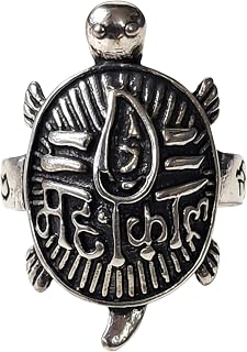 M Men Style Metal Turtle Mahakal Ring with Engraved Design, Silver, 30mm Height, 20mm Diameter, 2mm Thickness S-Ring-ME-S-... Price In India