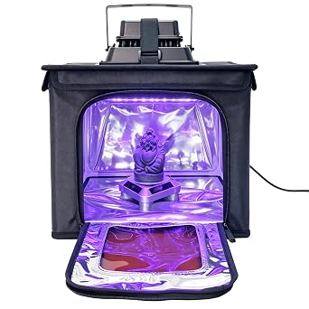 FUNGDO Large Resin Curing Box 320 * 300 * 300mm,UV Curing Enclosure with Solar Rotating Turntable,405nm UV Light for All LCD SLA DLP Desktop Resin 3D Printers Full-Plate Model Post-Curing