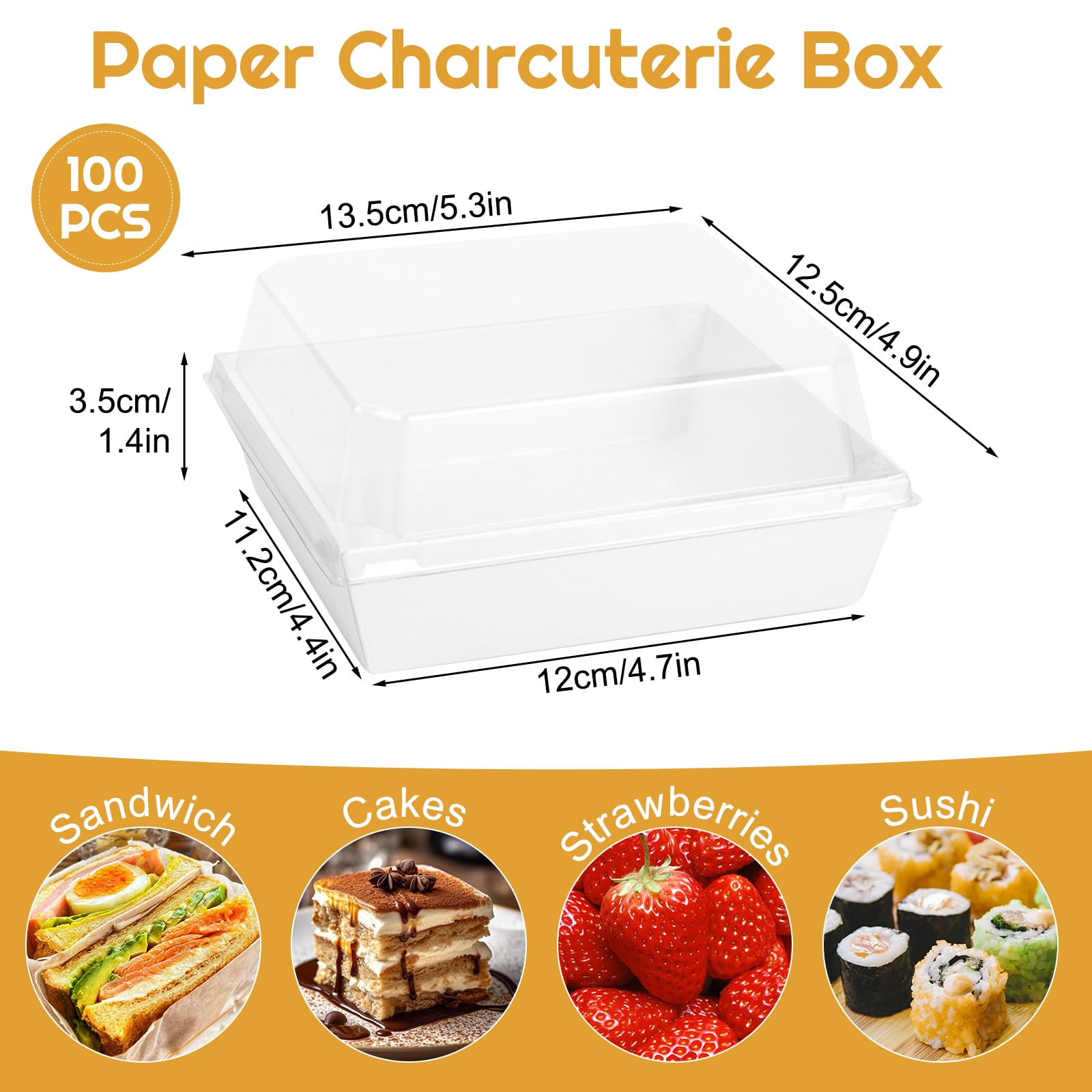 100 Pack Charcuterie Boxes with Clear Lids,5.5