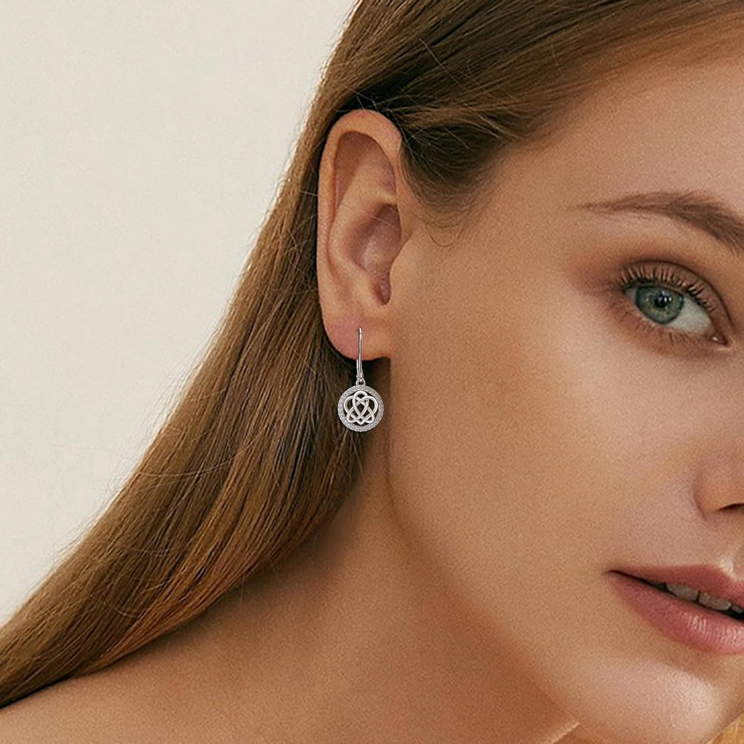 Celtic Knot Earrings for Women Sterling Silver Trinity Love Knot Leverback Earrings Cubic Zirconia Witches Knot Circle Dangle Earrings Lightweight Earring Irish Celtic Jewelry Gift for Birthday - Image 5