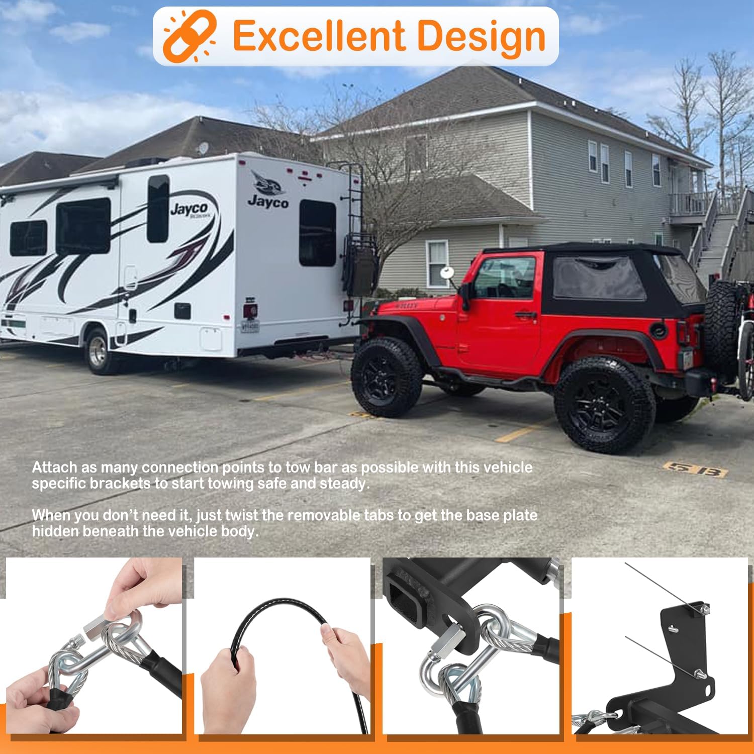 Bonbo BX1139 Tow Bar Base Plate Bracket Fits for 2018-2024 Jeep Wrangler JL JLU Sports Sahara Freedom Rubicon Unlimited All Models Includes Acc, 4XE, 392 with Standard Bumper