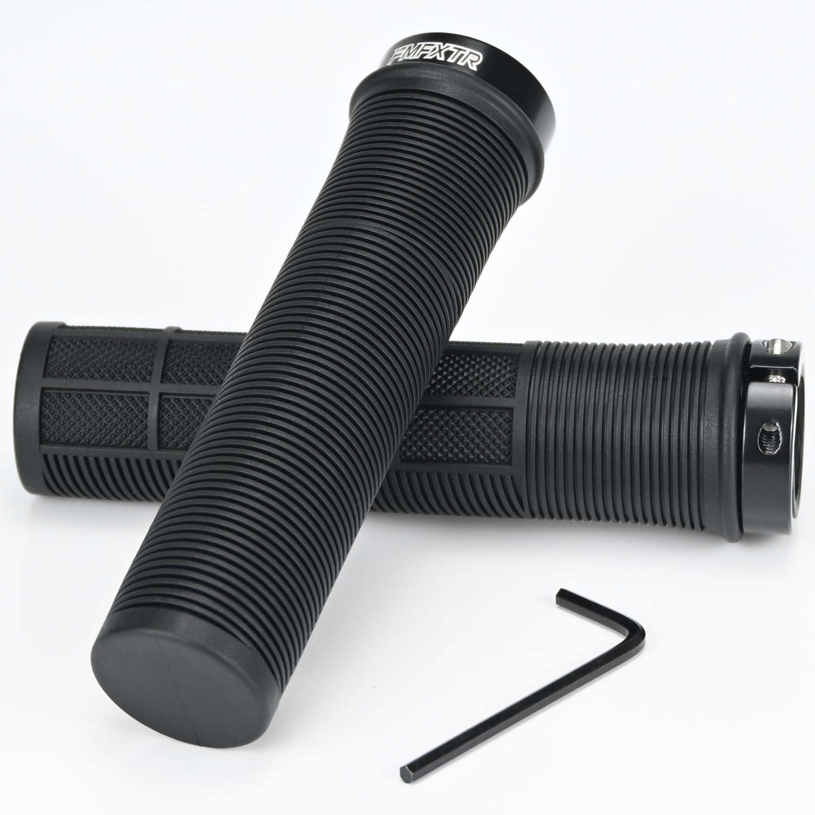 1 Paar Bike Lenker Griffe,Fahrradgriffe,rutschfeste Gummi Fahrrad Griff Griff mit Aluminium Lock,22mm Dämpfung Bike Handgriff,Ergonomisch Griffe Fahrradzubehör für Fahrrad MTB BMX (Schwarz)