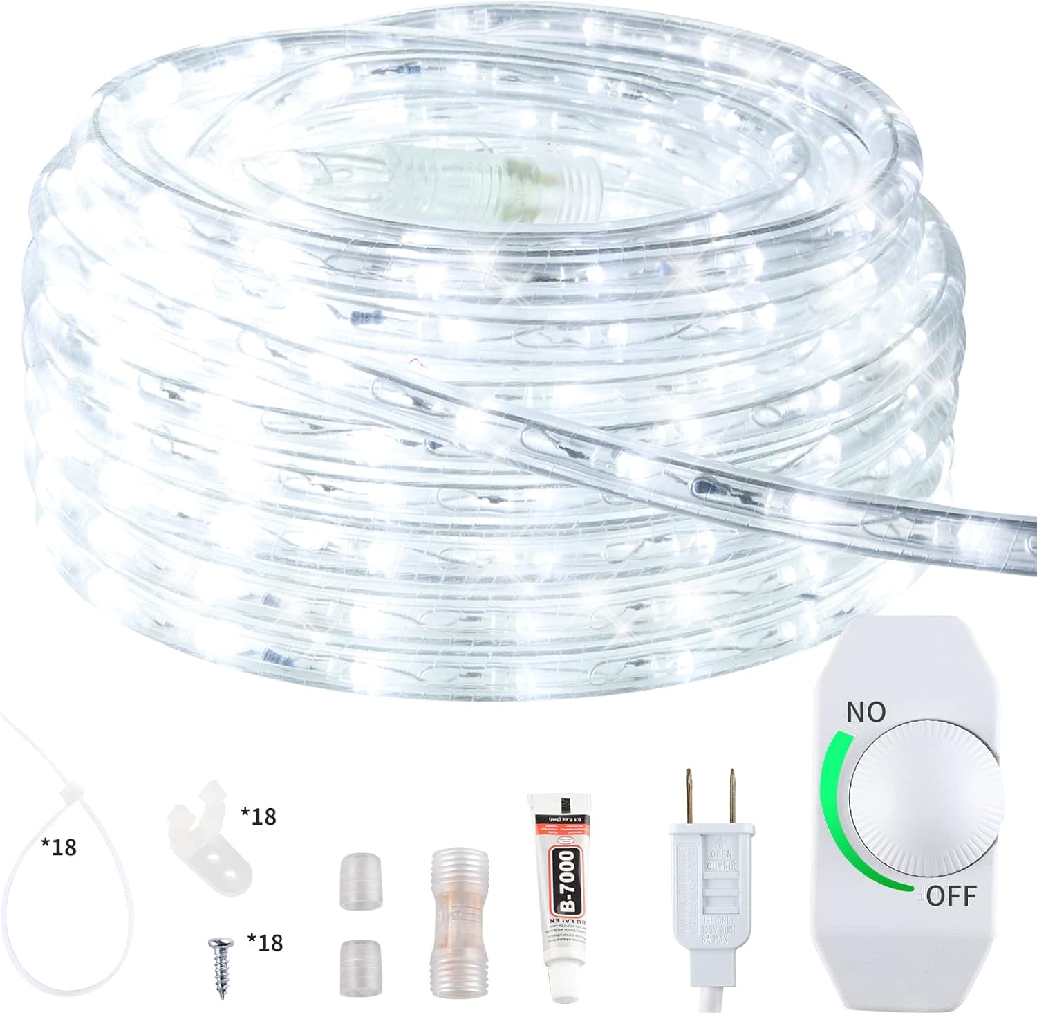 ISUERFY 12M/40ft Dimmable LED Rope Light, Cuttable Waterproof Indoor