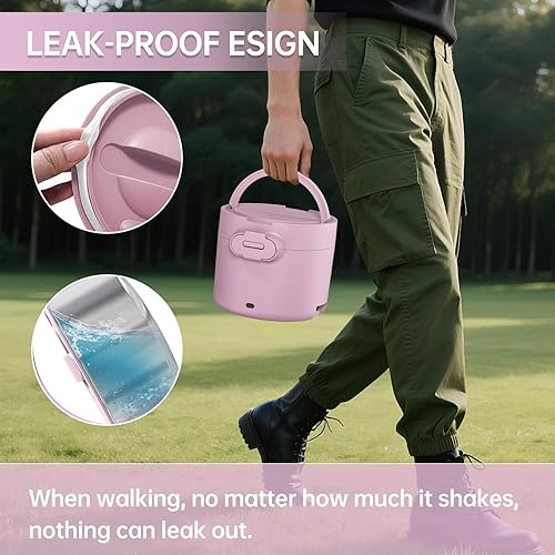 Miniatura 7 de Lonchera eléctrica, calentador de alimentos, contenedor portátil con calefacción de 34 onzas a prueba de fugas para automóvil, camión, oficina,