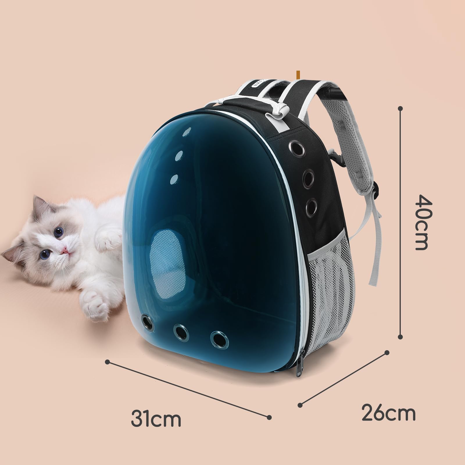 Nobleza-Mochila para Perros, Mochila Gato Transparente, Mochila Expansible Aprobada por Las Aerolíneas para Perros Pequeños, para Paseos, Senderismo o Camping